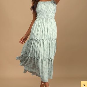 Lulus 
Bloom Sweetly Sage Green Tiered Maxi Dress